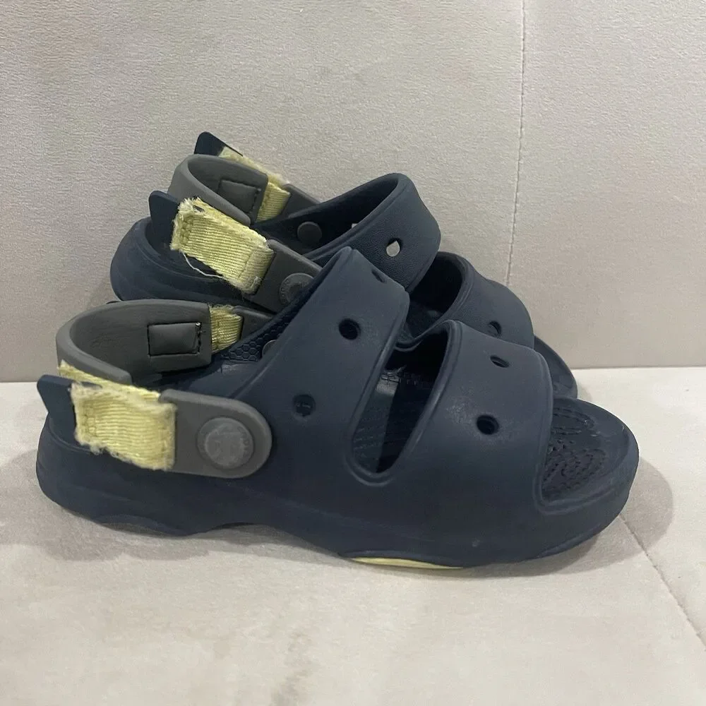 Crocs Classic All Terrain Kids Boys Sz C11 Navy Blue Waterproof Sandals Pre Own